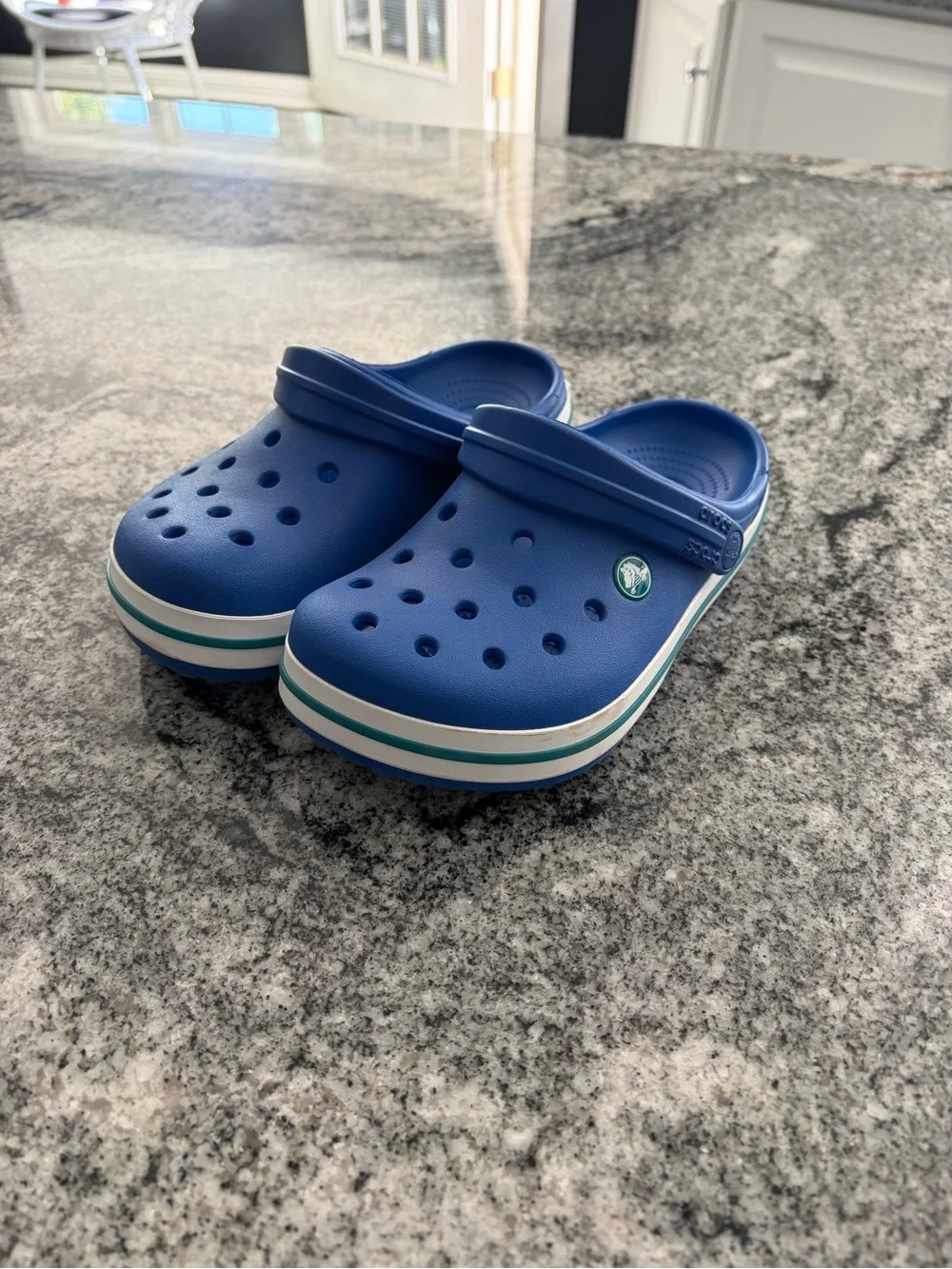 CROCS Kids Royal Blue Clog with Aqua Stripe
